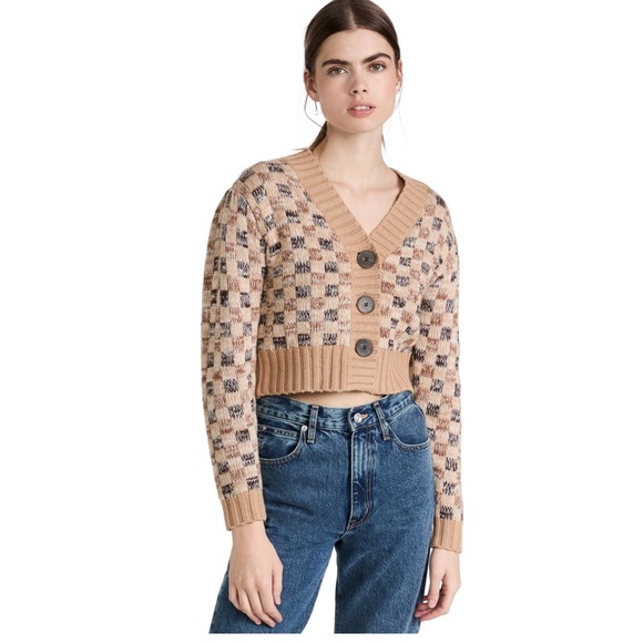 REBECCA TAYLOR Wool & Cashmere-Blend Crop Cardigan Light Academia XL - Picture 4 of 11